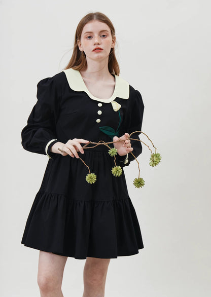 handmade flower black dress 