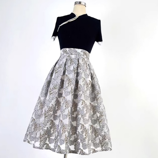 Organza Gray Floral Puff Skirt 