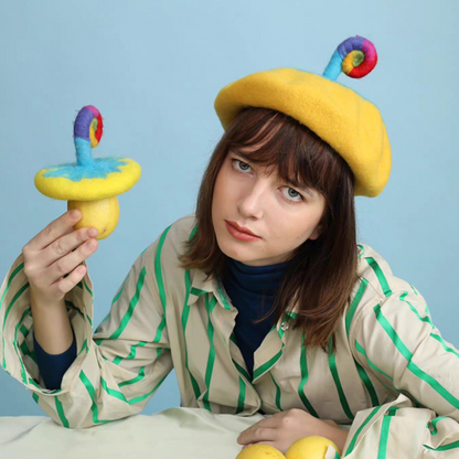 wool felt yellow elegant little hat