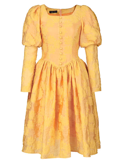 yellow robe bubble foam sleeves dress
