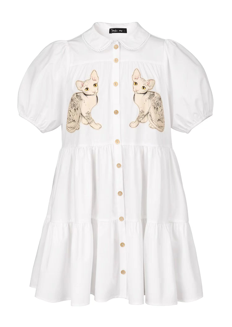 baby cat doll loose puff sleeves dress