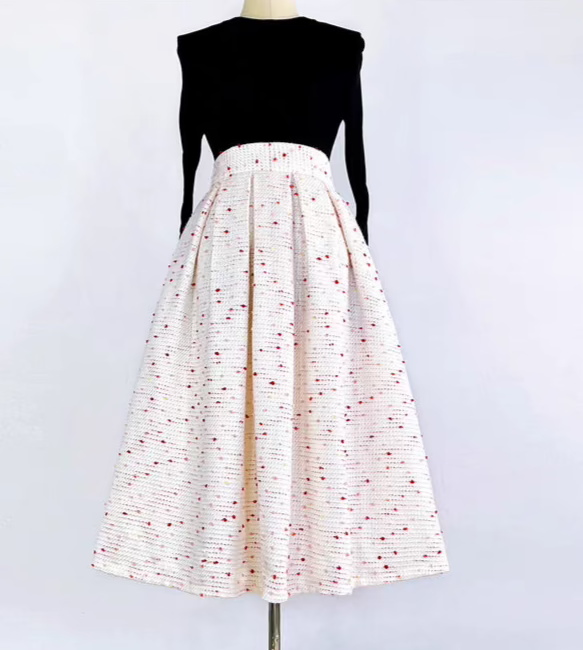 high waist colorful dots umbrella skirt 