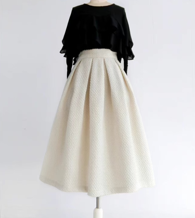 tweed fragrant style A-line skirt