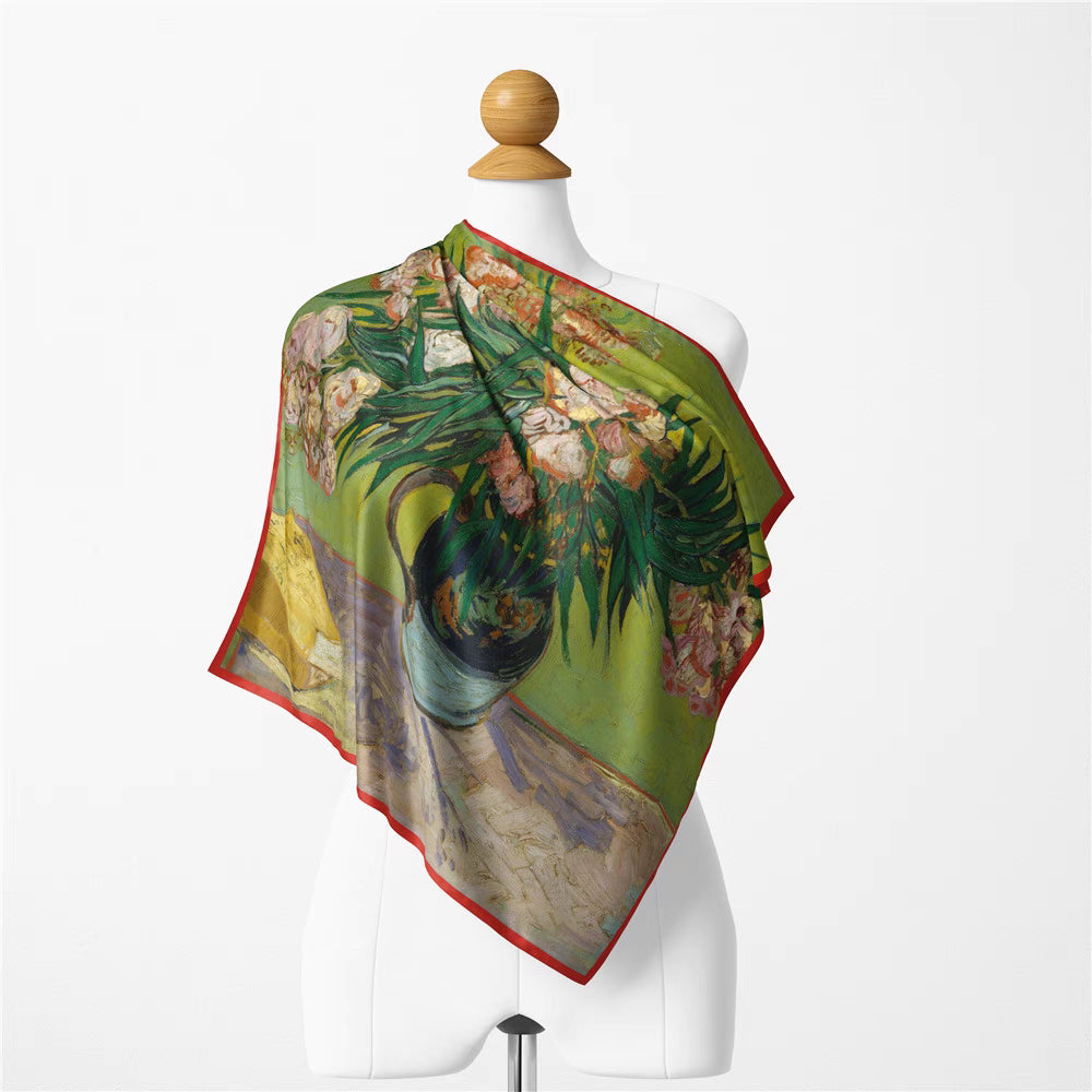 "Vase with Oleander and Book" Scarf