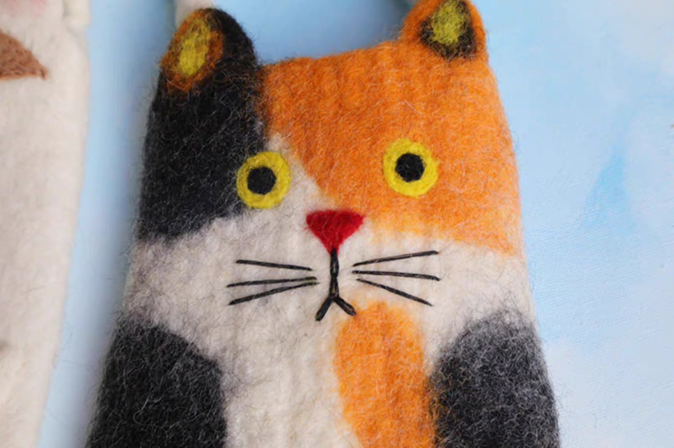 Wool Felt Cute Cat Crossbody Mobile Phone Bag