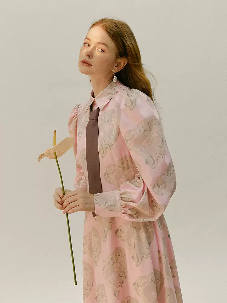 original pink hand-painted portrait print dress