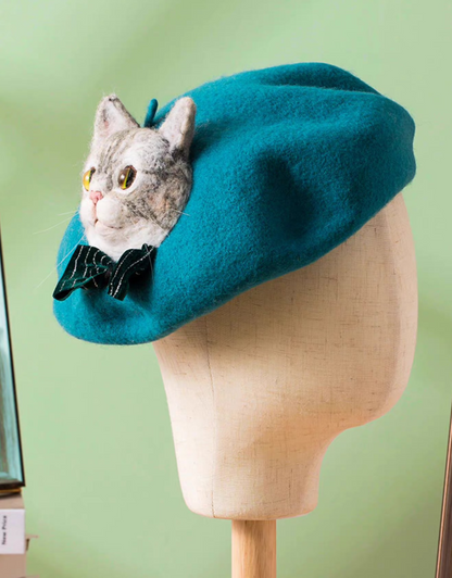 Wool felt cat custom hat