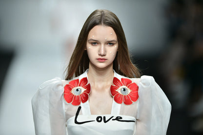 Love flower eyes embroidery bias cut dress