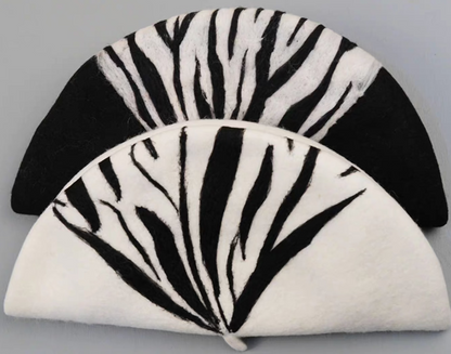 wool felt black and white zebra hat