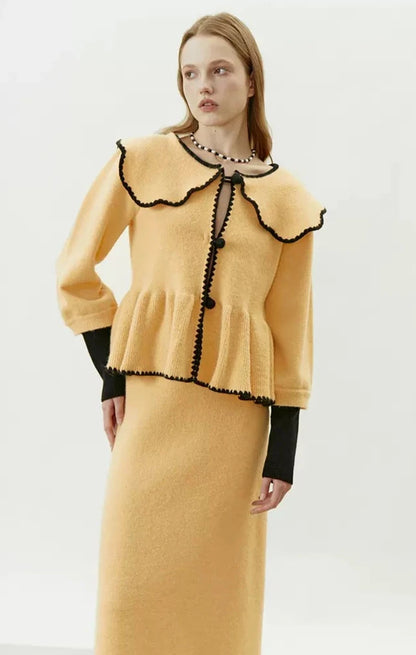 retro ginger knit hand-curved edge skirt 