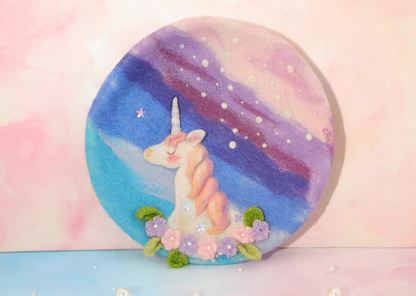 wool felt fantasy unicorn beret