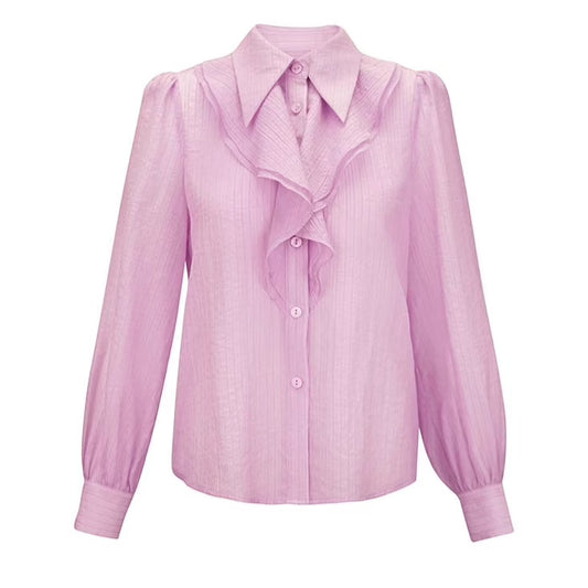 jacquard light pink and purple shirt