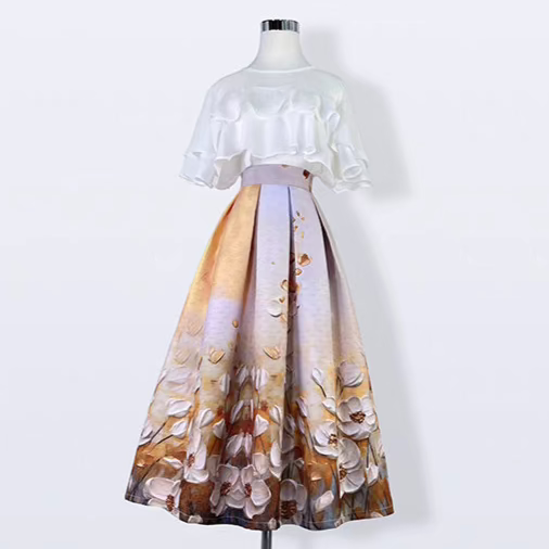 Fresh Magnolia Printed A-Line Skirt 