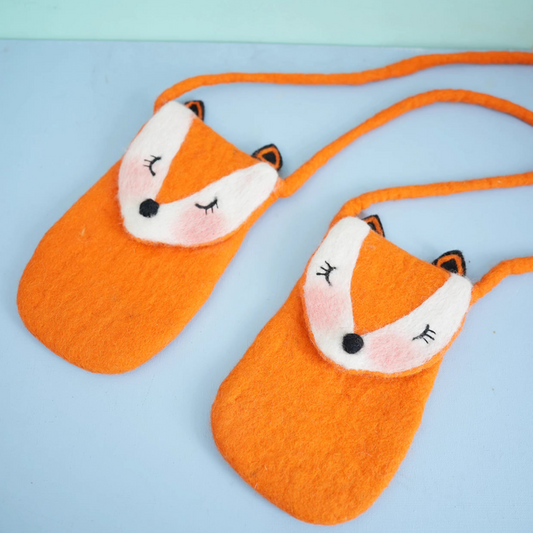 wool felt fox mobile phone bag