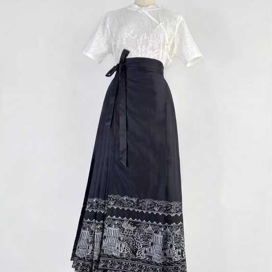 elegant embroidered horse-faced skirt 