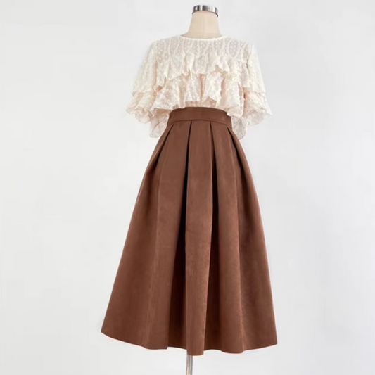 deerskin velvet high-waisted pear-shaped skirt 