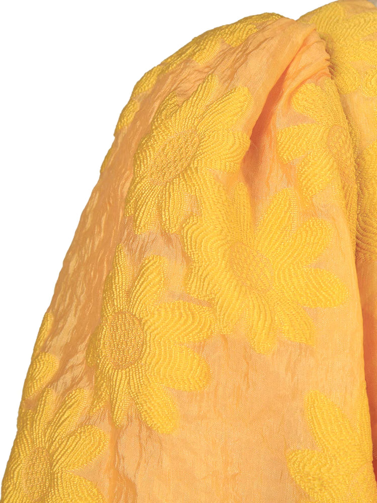 yellow robe bubble foam sleeves dress