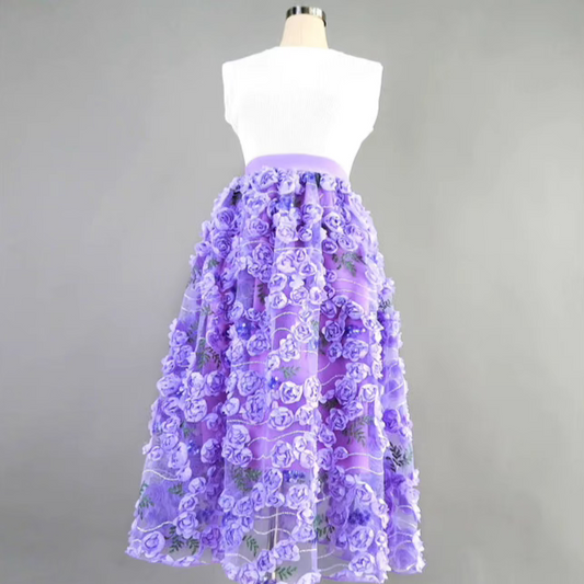 umbrella purple high-waisted mid-length skirt 