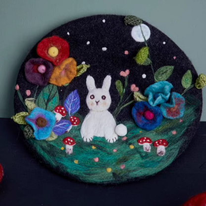 wool felt cute childlike rabbit beret