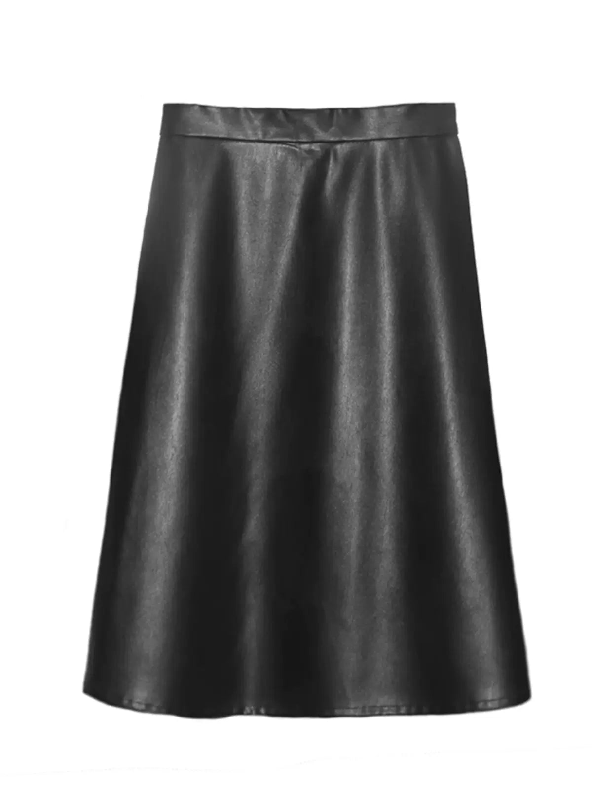 lack PU leather A-line skirt