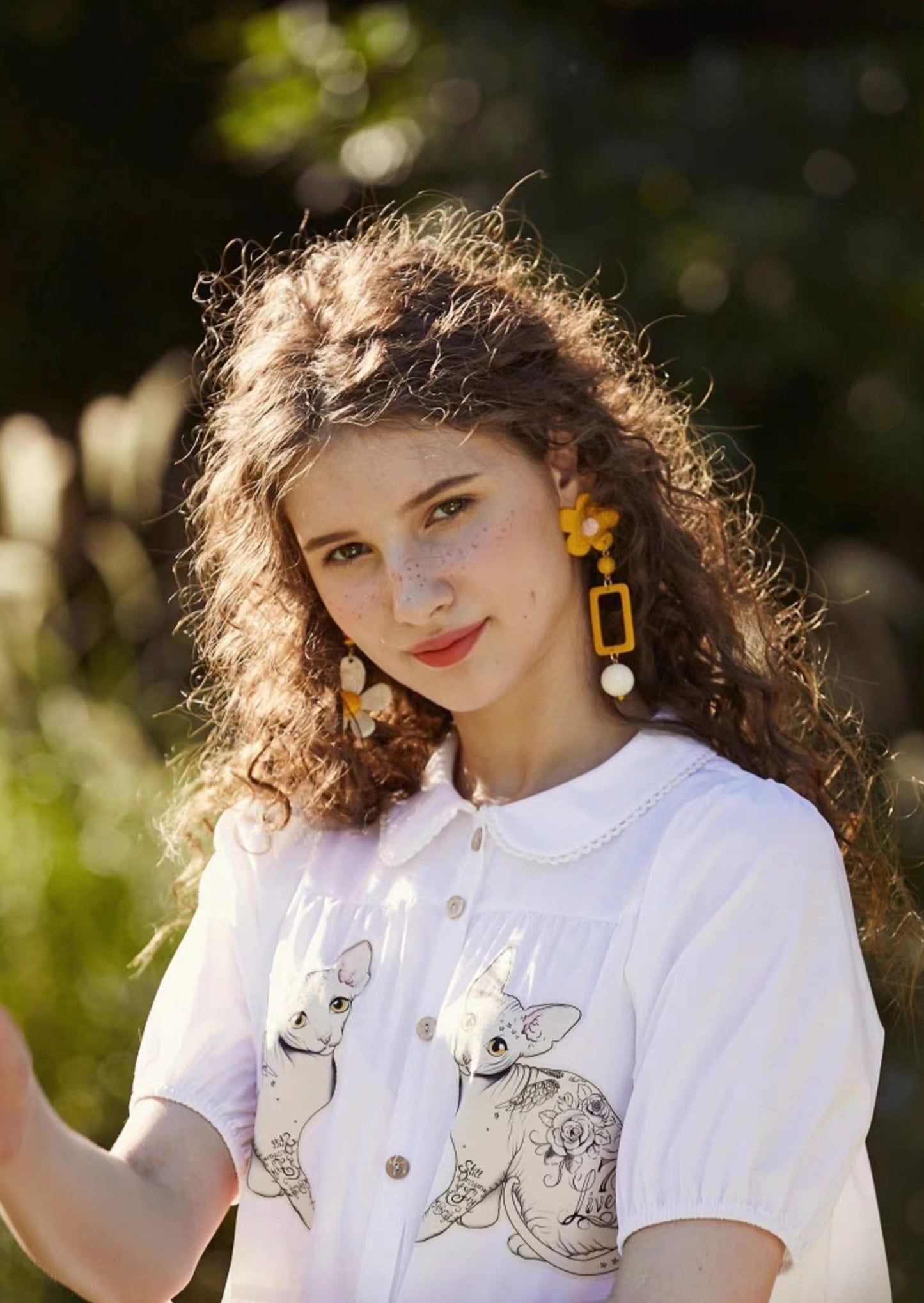 baby cat doll loose puff sleeves dress