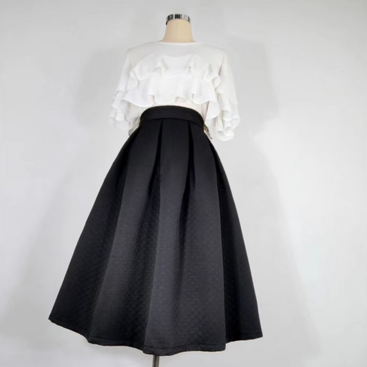 jacquard solid color high waist tutu skirt