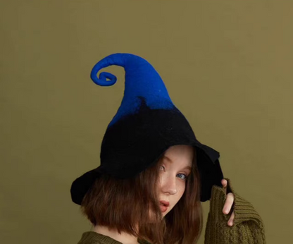 blue and black dwarf elf hat