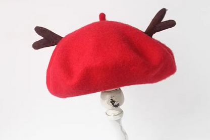 wool felt Christmas deer beret