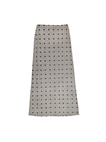 plaid printed khaki double layer mesh skirt 