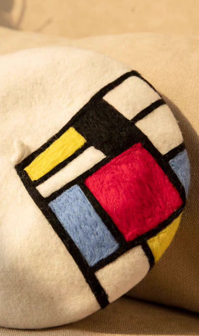 wool felt painter's Mondrian square beret