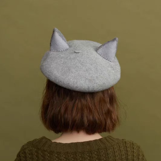 Wool Felt Cat Ears Beret