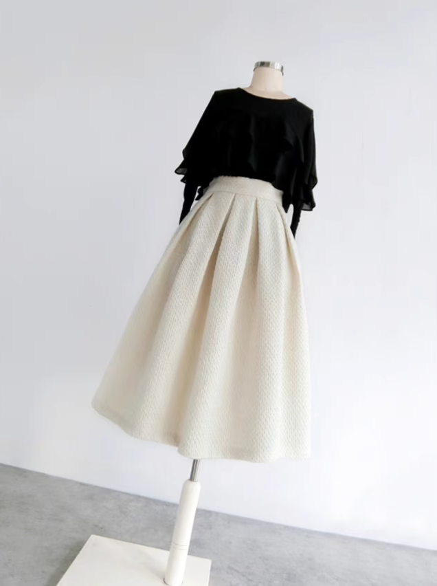 tweed fragrant style A-line skirt