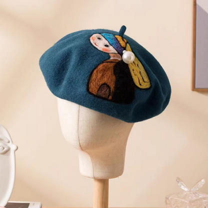 Retro Famous Painting Woolen Beret Hat