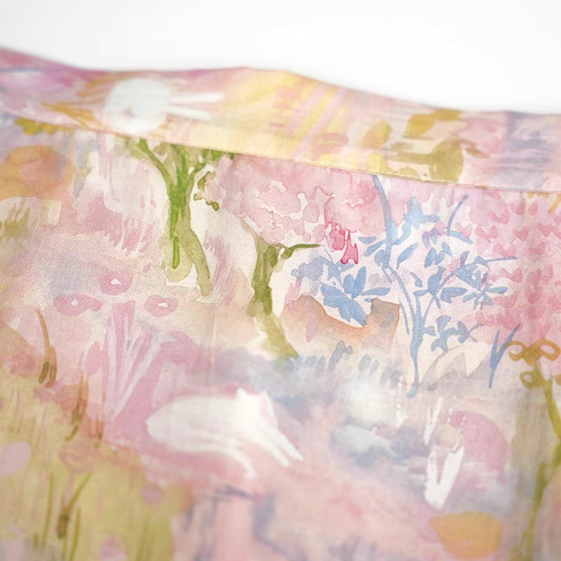 fantasy hand-painted printed high-waist skirt 