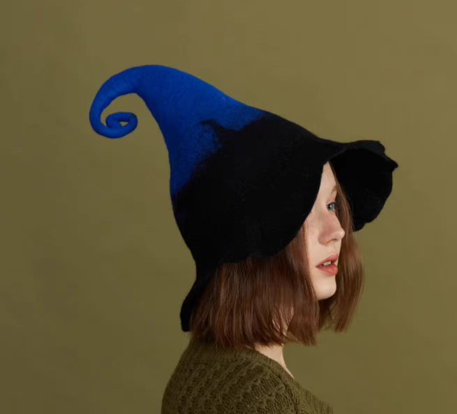 blue and black dwarf elf hat