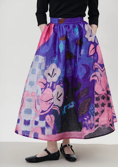 dreamy pink and purple printed umbrella skirt 