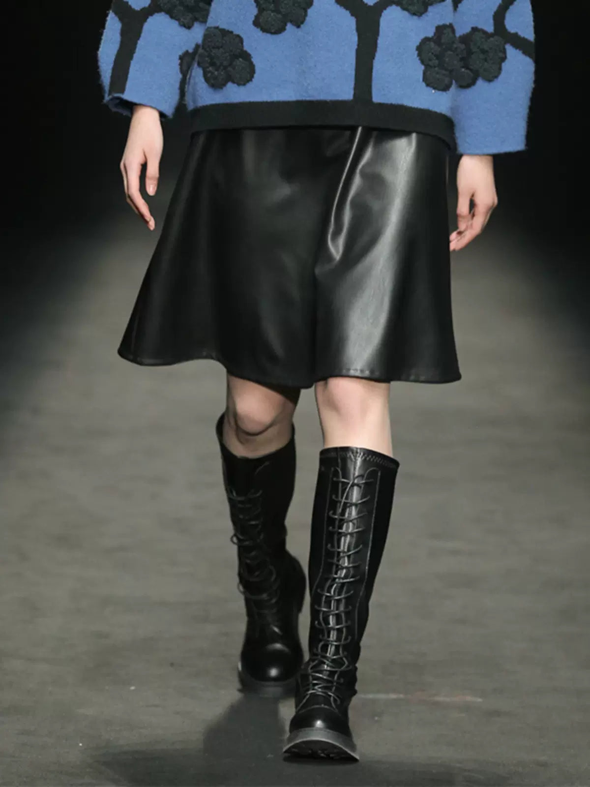 lack PU leather A-line skirt 