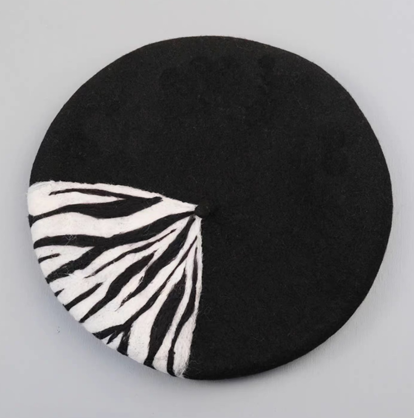 wool felt black and white zebra hat