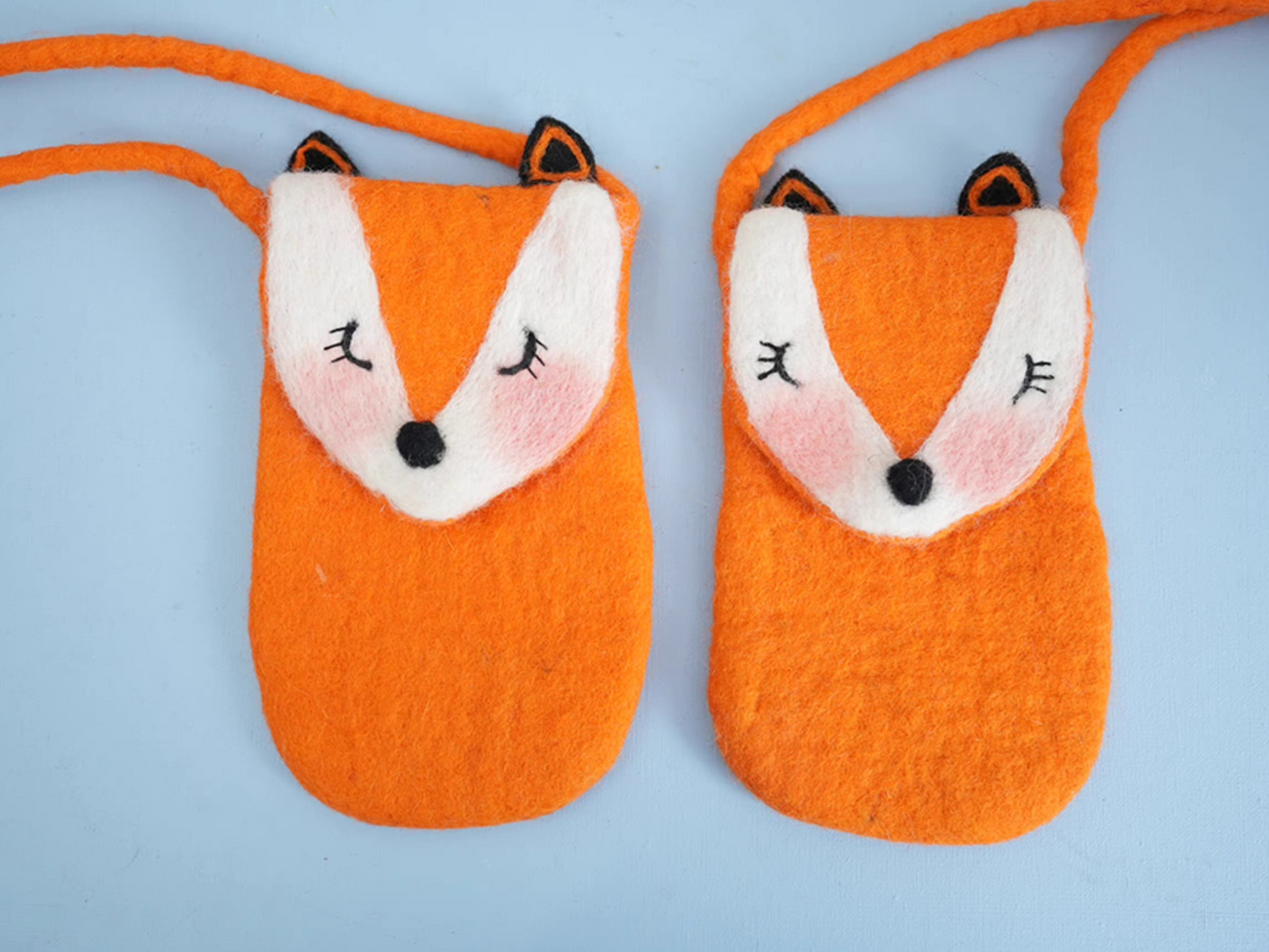 wool felt fox mobile phone bag