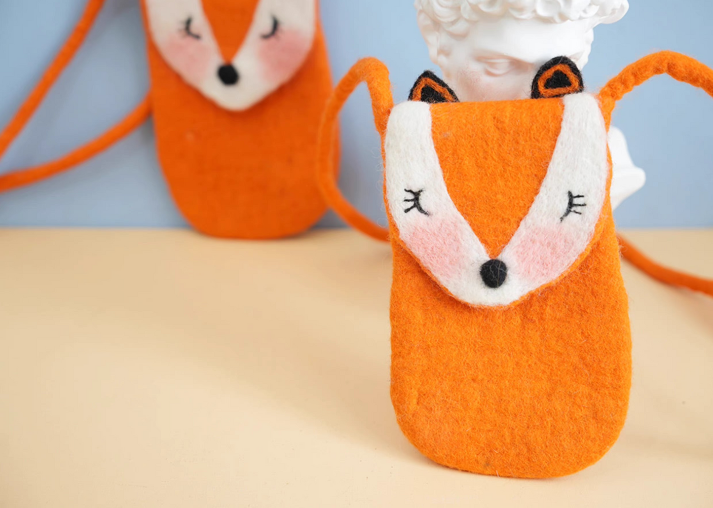 wool felt fox mobile phone bag