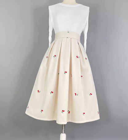 niche embroidered woolen retro elegant skirt