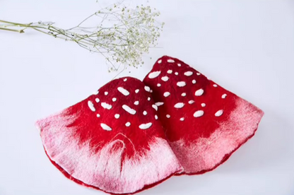 Wool Wet Felt Cute Mushroom Red Basin Hat