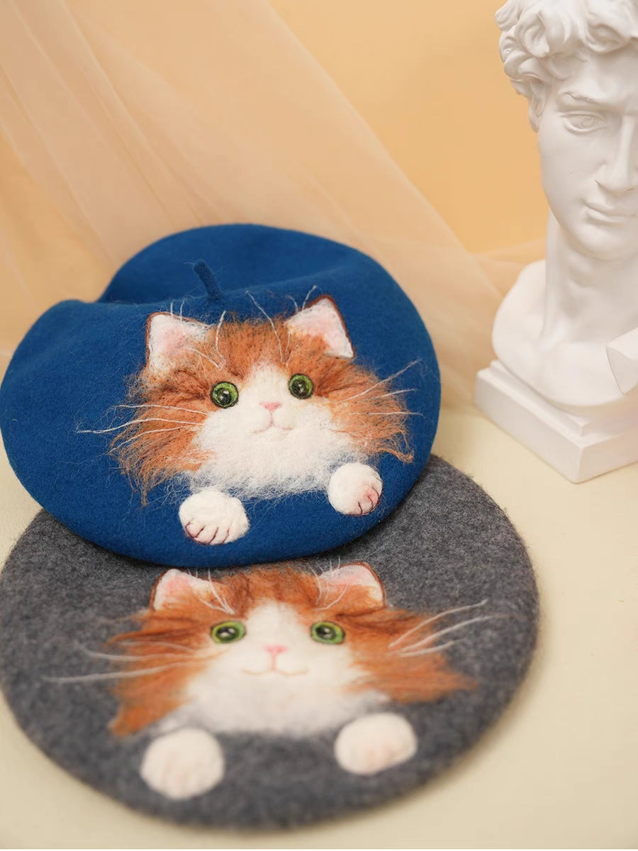 Korean version versatile cute cat painter hat