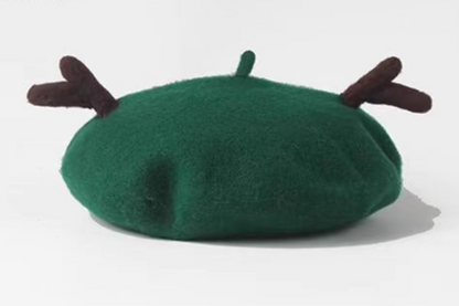 wool felt Christmas deer beret