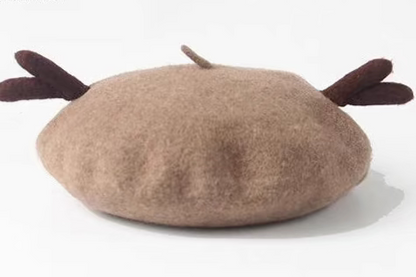 wool felt Christmas deer beret