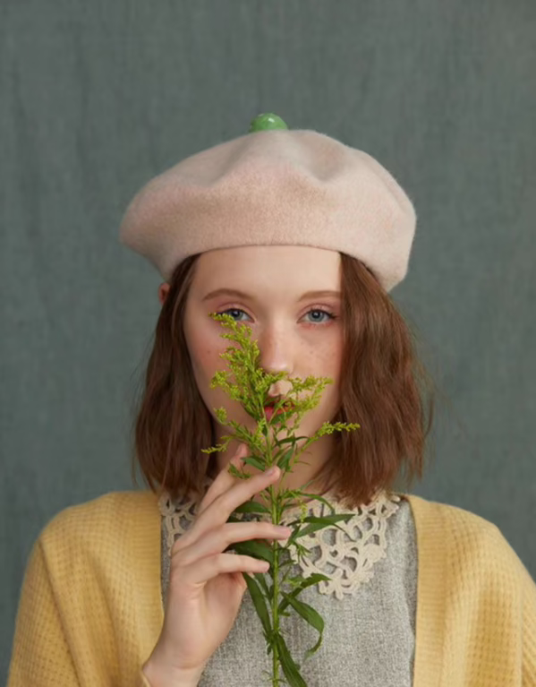 wool felt literary and cute succulent beret