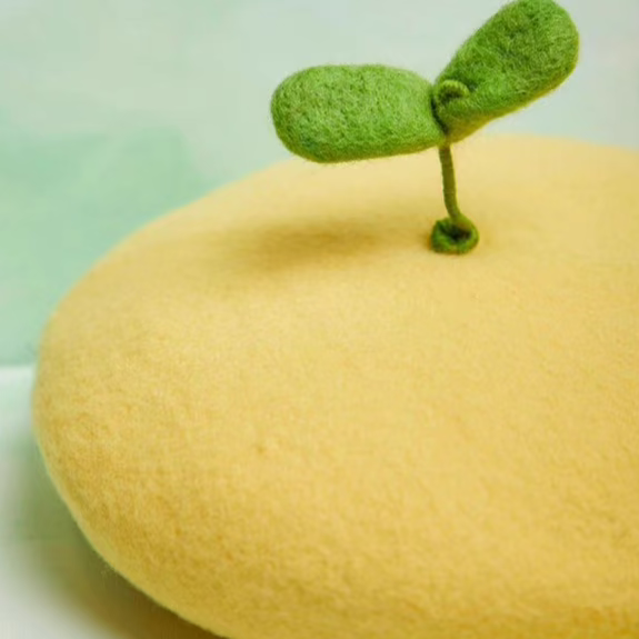 wool felt cute growing green bud painter's hat