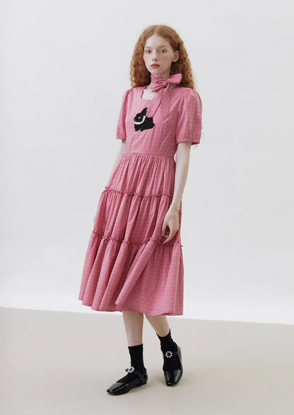 New Style Black Rabbit Embroidered Dress 