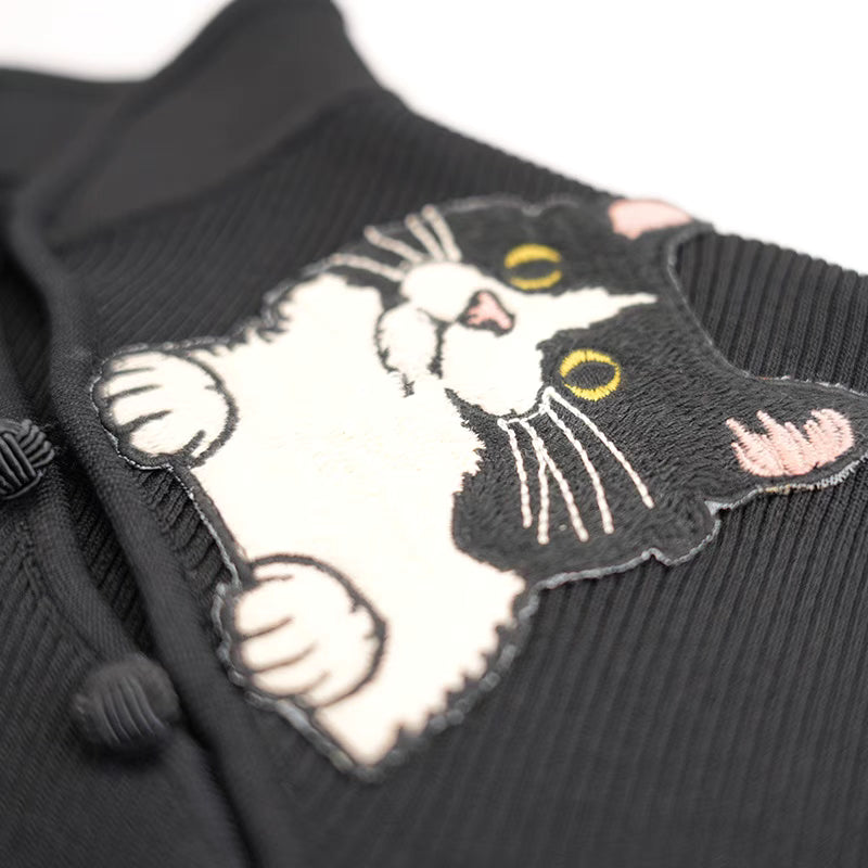 elegant black cat short sleeves 