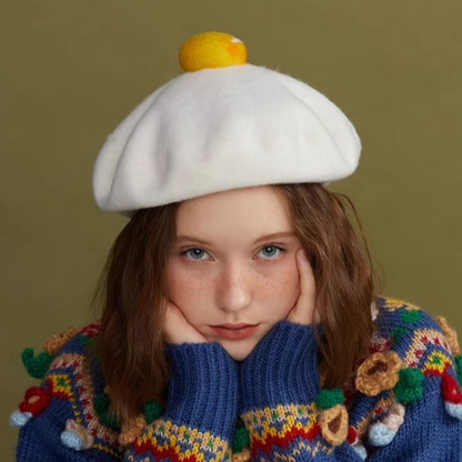 woolen egg yolk painter hat